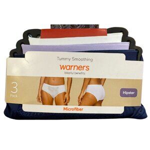 Warner's Blissful Benefits Tummy Smoothing Microfiber Hipsters 3-Pack Size M NEW